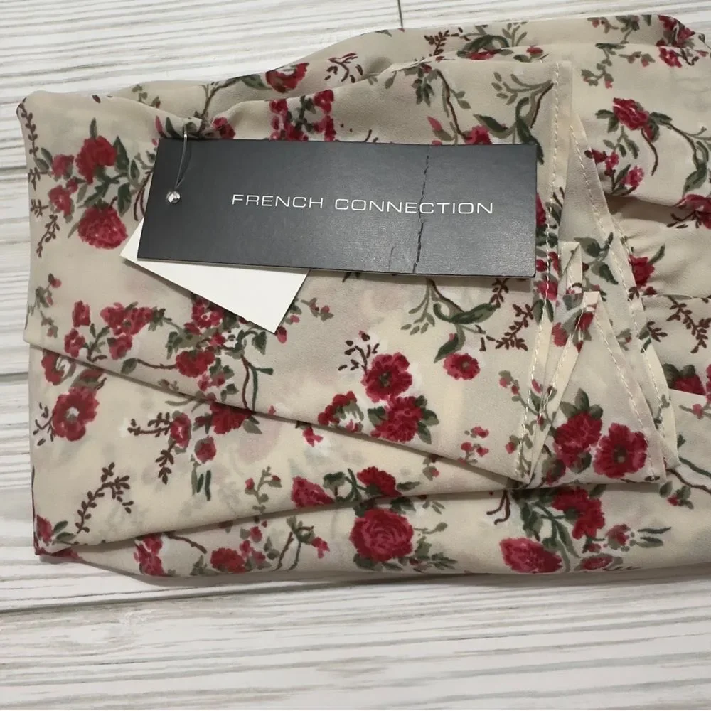 NWT French Connection Floral Cold Shoulder Blouse Ruffle Sleeve Boho Top Blouse - Picture 8 of 10